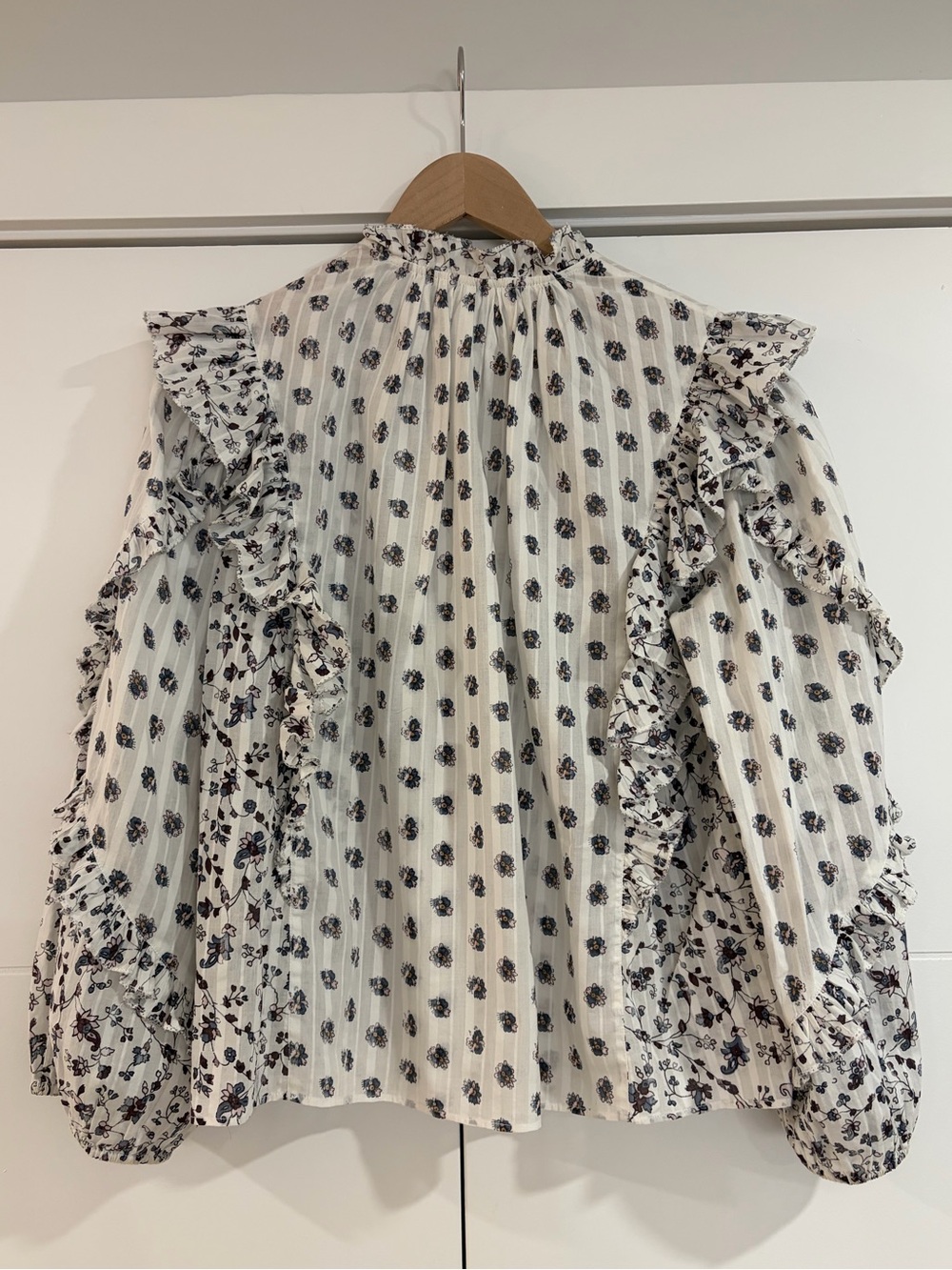 Ulla Johnson cotton Kati Ruffle Ivory Floral Peasant Blouse - Picture 6 of 15